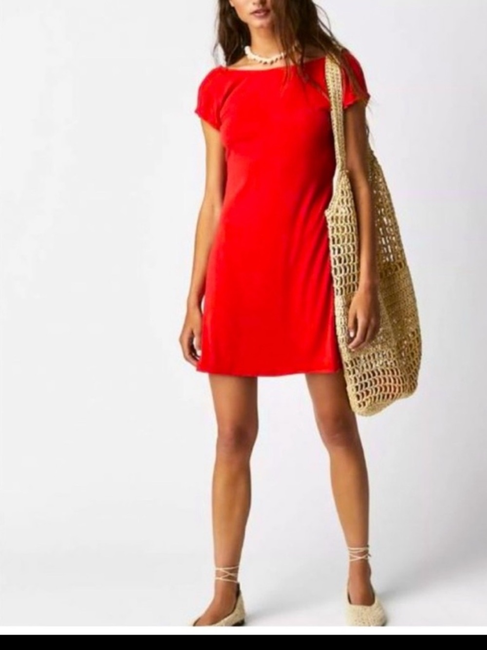 Free People Beach Rosalia Red Open back mini dress sz M NWOT